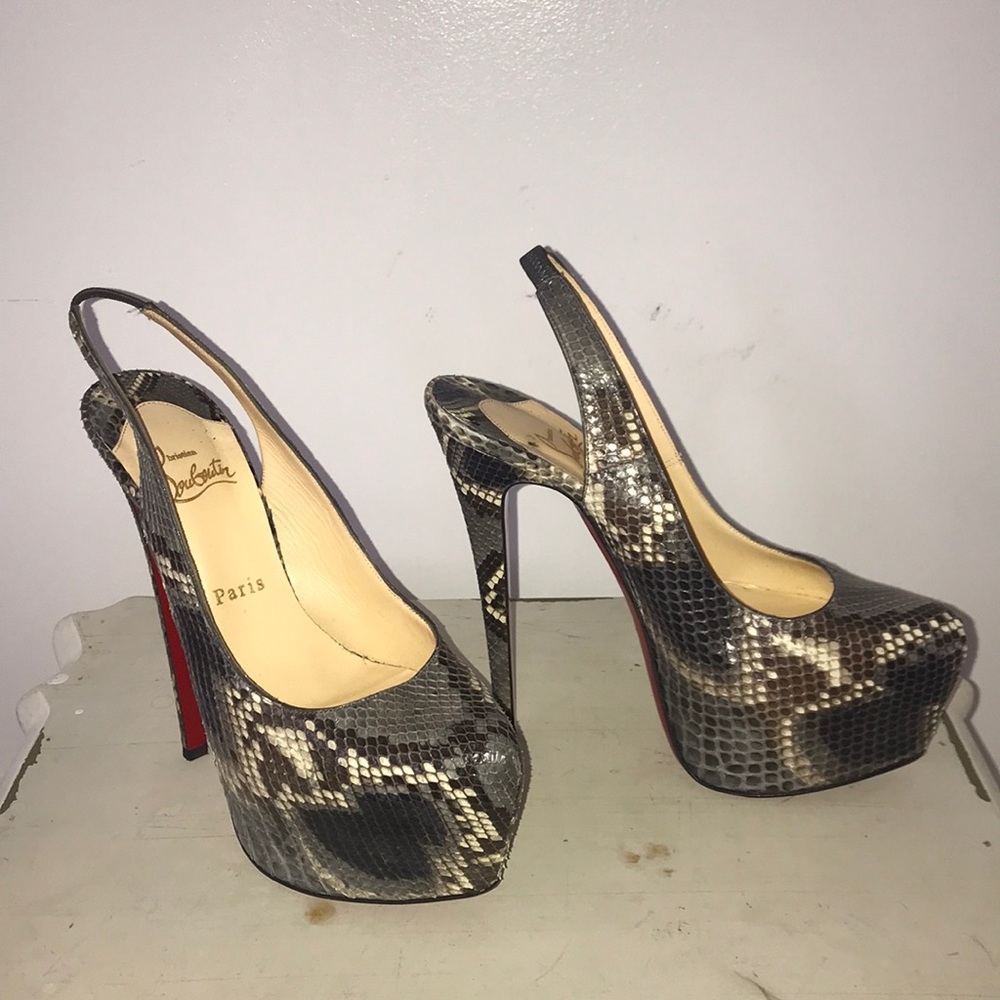 Christian Louboutin python platform sling back - Picture 2 of 10